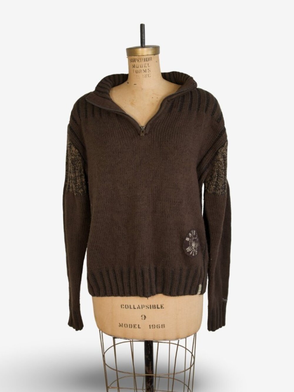 Y2K Manfred Brown 1/4 Zip Knitted Sweater